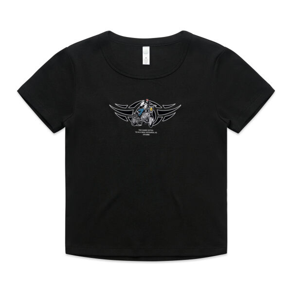 Two Hands Tattoo Ribbed Baby Tee  Thumbnail